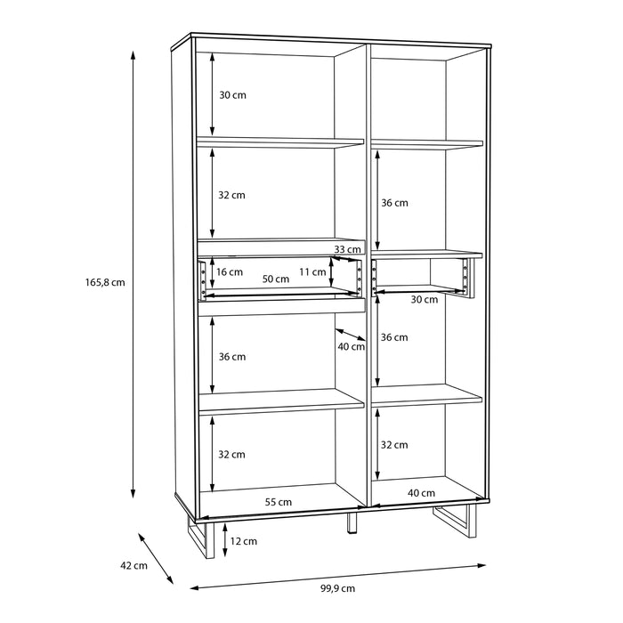 Nikomedes Display Cabinet in Spica Oak/Matt Black/Bartex Oak