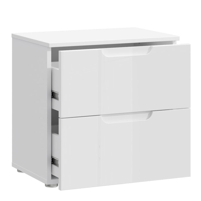 Sienna Bedside in White/White High Gloss 