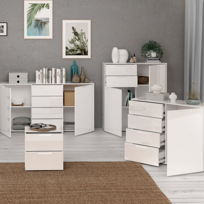 Sienna Bedside in White/White High Gloss 