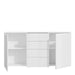 Sienna Wide Chest of 4 Drawers and 2 Doors in White/White High Gloss 