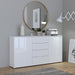 Sienna Wide Chest of 4 Drawers and 2 Doors in White/White High Gloss 