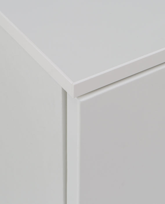 Sienna Wide Chest of 4 Drawers and 2 Doors in White/White High Gloss 