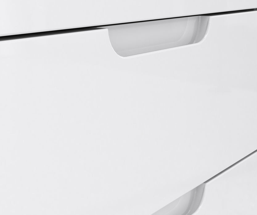 Sienna Wide Chest of 4 Drawers and 2 Doors in White/White High Gloss 