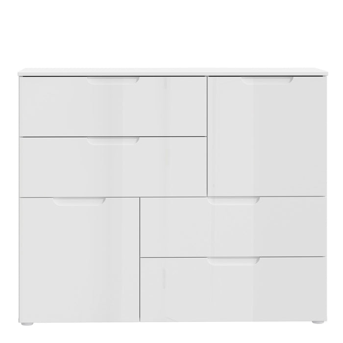 Sienna Abstract Chest of in White/White High Gloss 