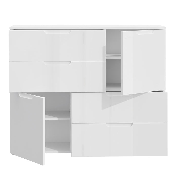 Sienna Abstract Chest of in White/White High Gloss 
