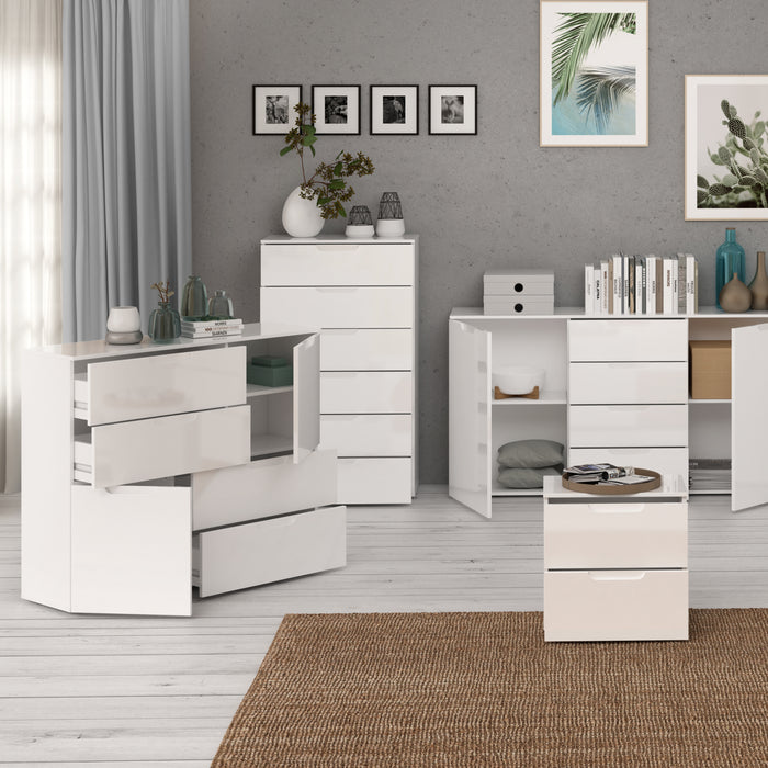 Sienna Abstract Chest of in White/White High Gloss 