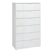 Sienna Chest of 6 Drawers in White/White High Gloss 