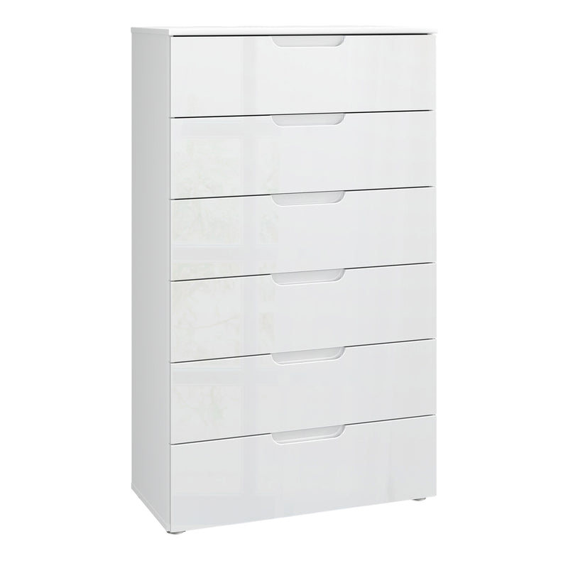 Sienna Chest of 6 Drawers in White/White High Gloss 
