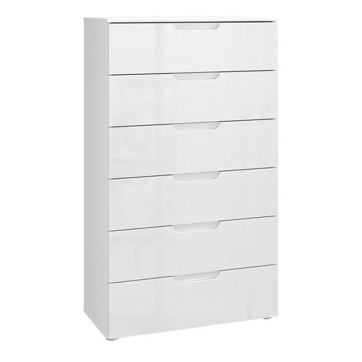 Sienna Chest of 6 Drawers in White/White High Gloss 