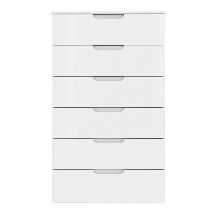 Sienna Chest of 6 Drawers in White/White High Gloss 