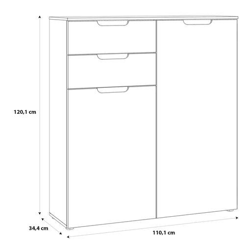 Sienna Chest of Drawers in White/White High Gloss 