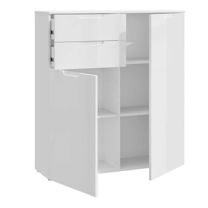 Sienna Chest of Drawers in White/White High Gloss 