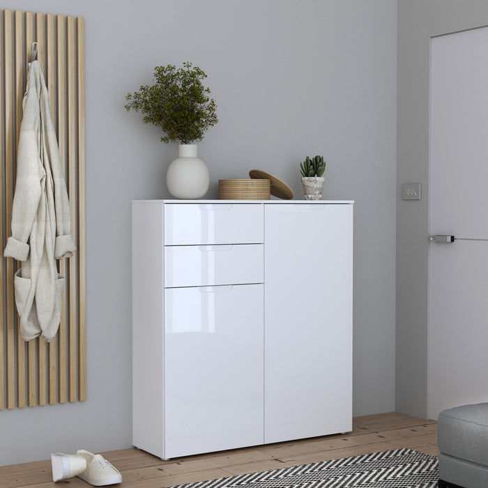 Sienna Chest of Drawers in White/White High Gloss 