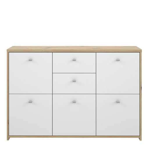 Best Chest Storage Cabinet with 2 Drawers and 5 Doors in Artisan Oak/White