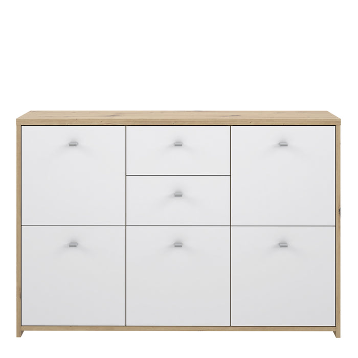 Best Chest Storage Cabinet with 2 Drawers and 5 Doors in Artisan Oak/White