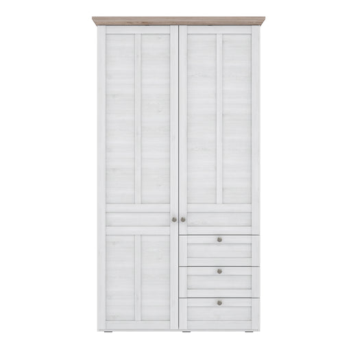 Illoppa 2 Door Wardrobe in Snowy Oak/Oak Nelson