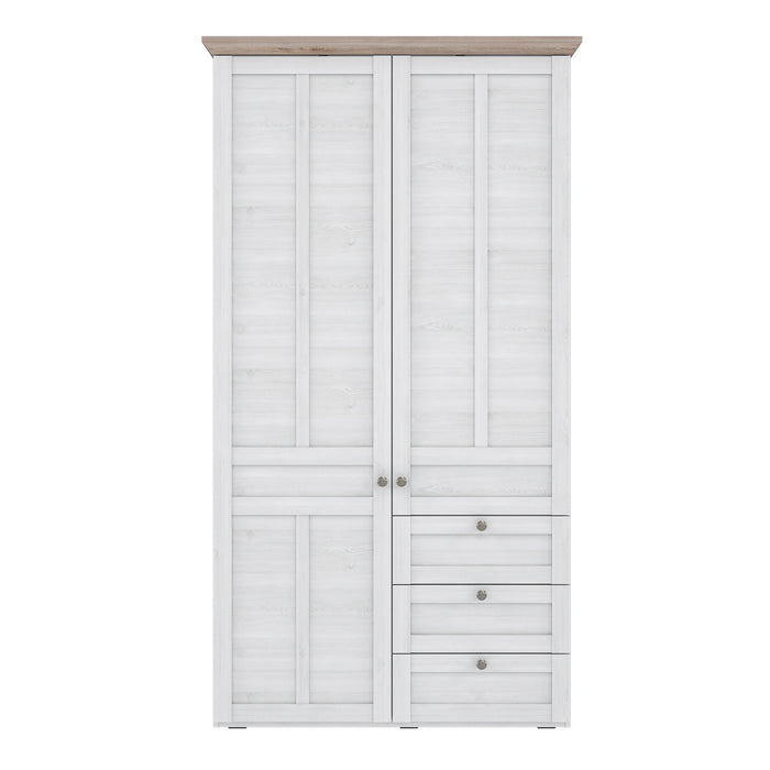 Illoppa 2 Door Wardrobe in Snowy Oak/Oak Nelson