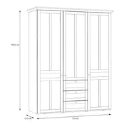 Iloppa 3 Door Wardrobe in Snowy Oak/Oak Nelson
