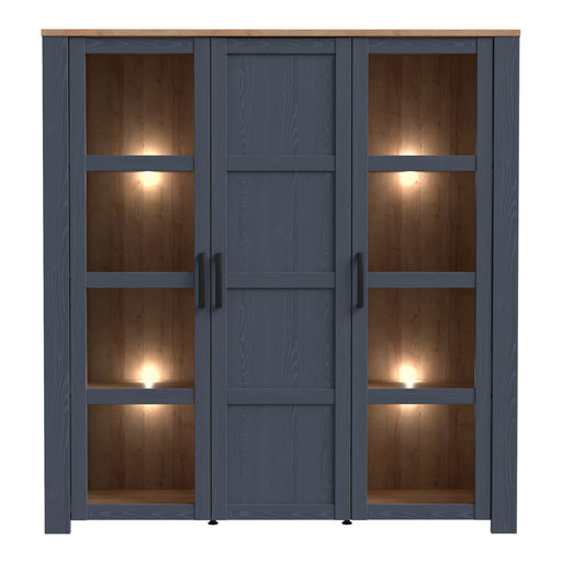 Bohol Large Display Cabinet inc. 4x LED Lights in Riviera Oak/Navy