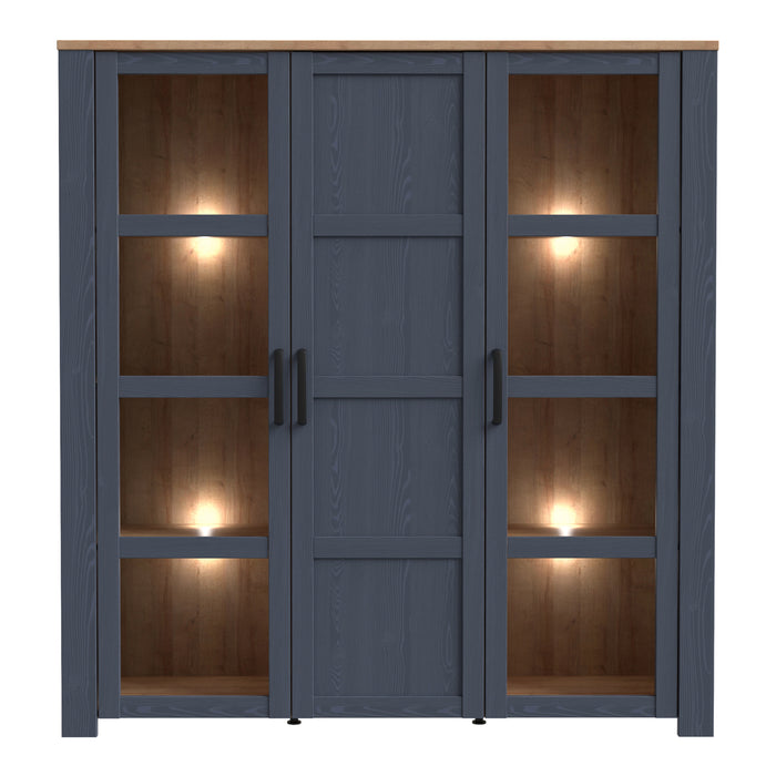 Bohol Large Display Cabinet inc. 4x LED Lights in Riviera Oak/Navy