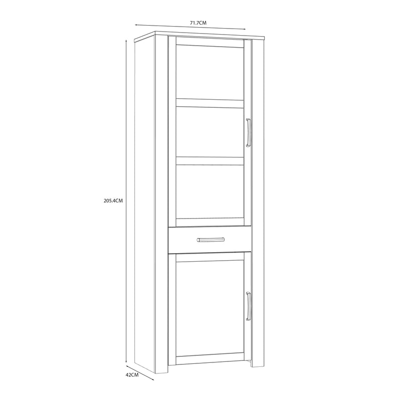 Bohol Narrow Display Cabinet inc. 2x LED Lights in Riviera Oak/Navy