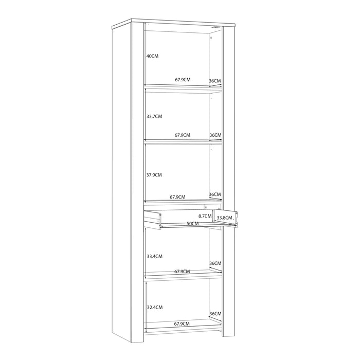 Bohol Narrow Display Cabinet inc. 2x LED Lights in Riviera Oak/Navy