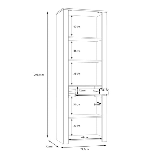 Bohol Narrow Display Cabinet inc. 2x LED Lights in Riviera Oak/Grey Oak