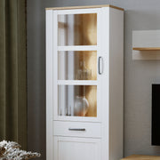 Bohol Narrow Display Cabinet inc. 2x LED Lights in Riviera Oak/White