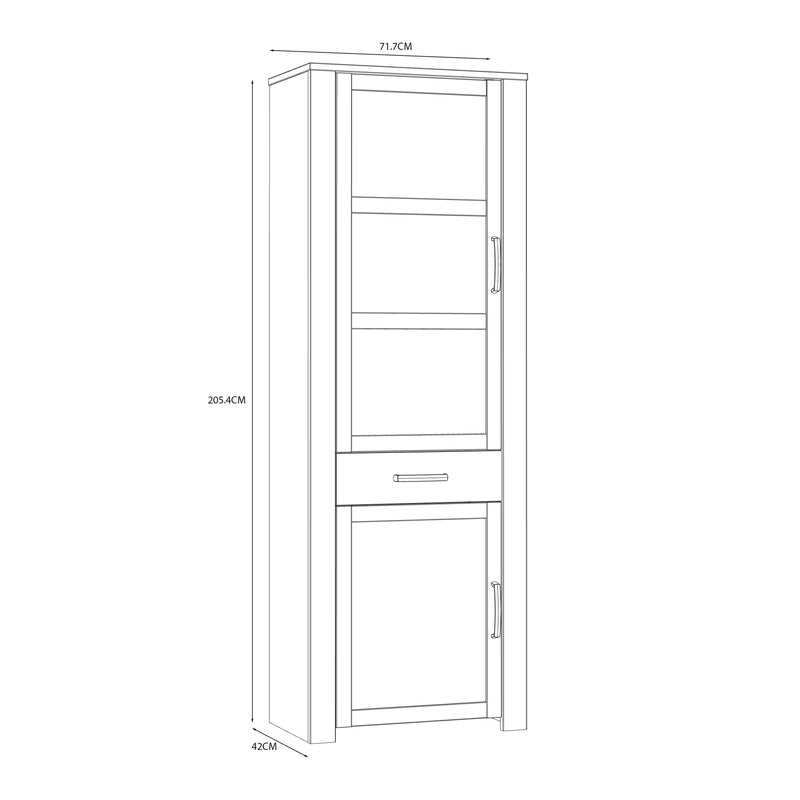 Bohol Narrow Display Cabinet inc. 2x LED Lights in Riviera Oak/White