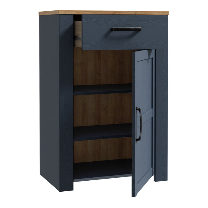 Bohol 1 Door 1 Drawer Shoe Cabinet in Riviera Oak/Navy