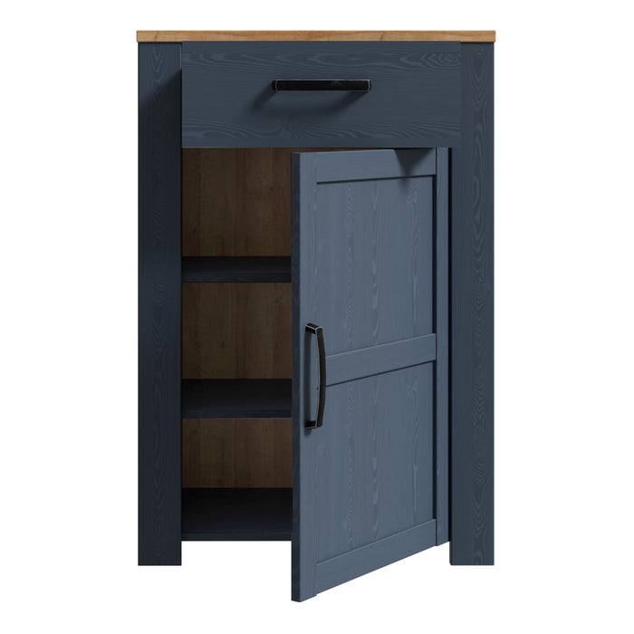 Bohol 1 Door 1 Drawer Shoe Cabinet in Riviera Oak/Navy
