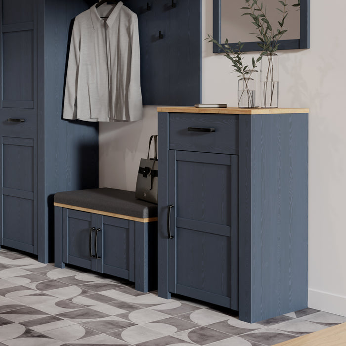 Bohol 1 Door 1 Drawer Shoe Cabinet in Riviera Oak/Navy