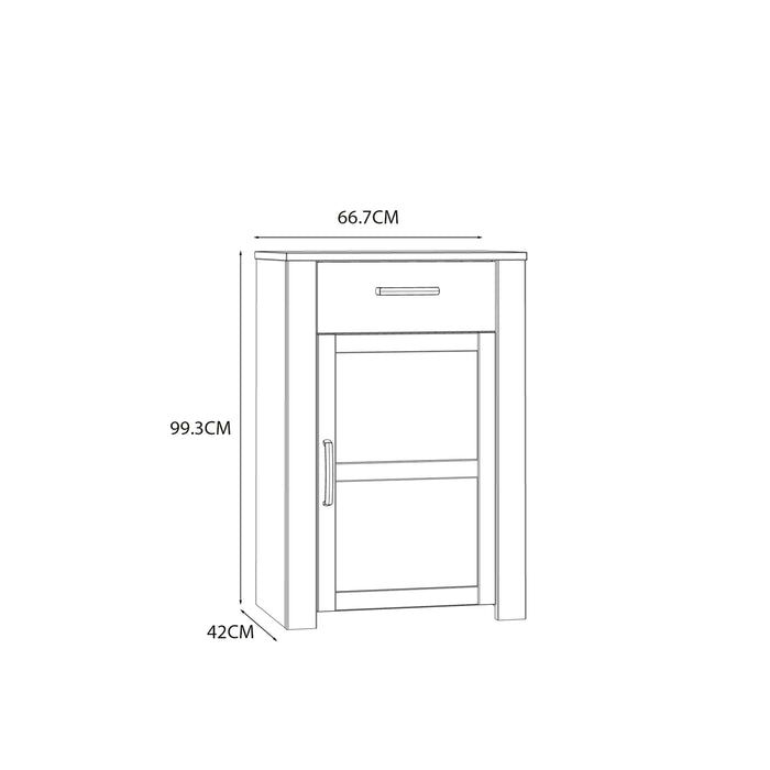 Bohol 1 Door 1 Drawer Shoe Cabinet in Riviera Oak/Navy