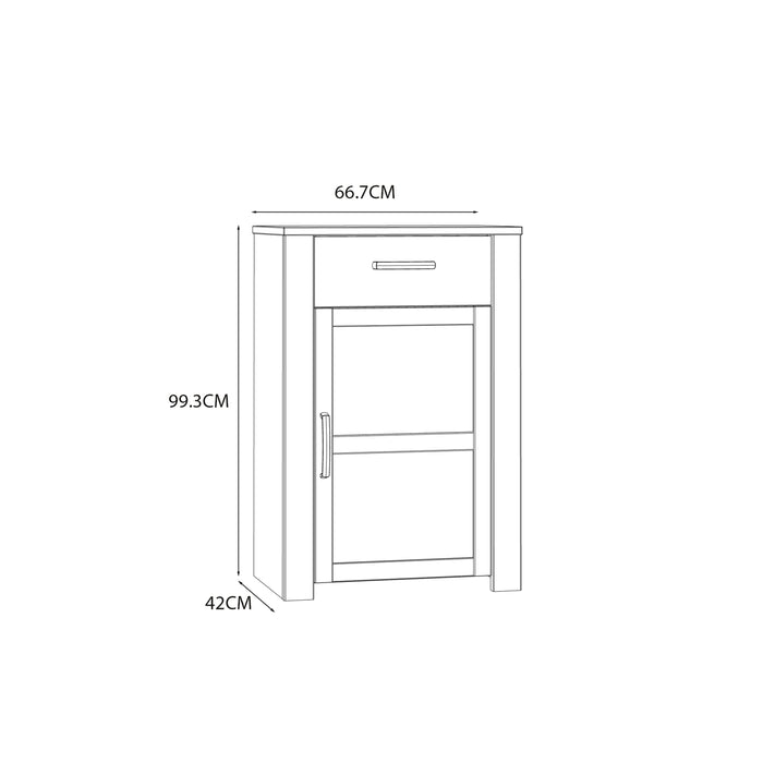 Bohol 1 Door 1 Drawer Shoe Cabinet in Riviera Oak/White