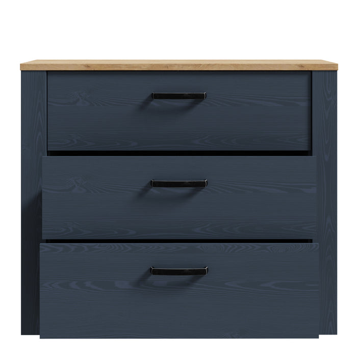 Bohol 3 Drawer Chest in Riviera Oak/Navy