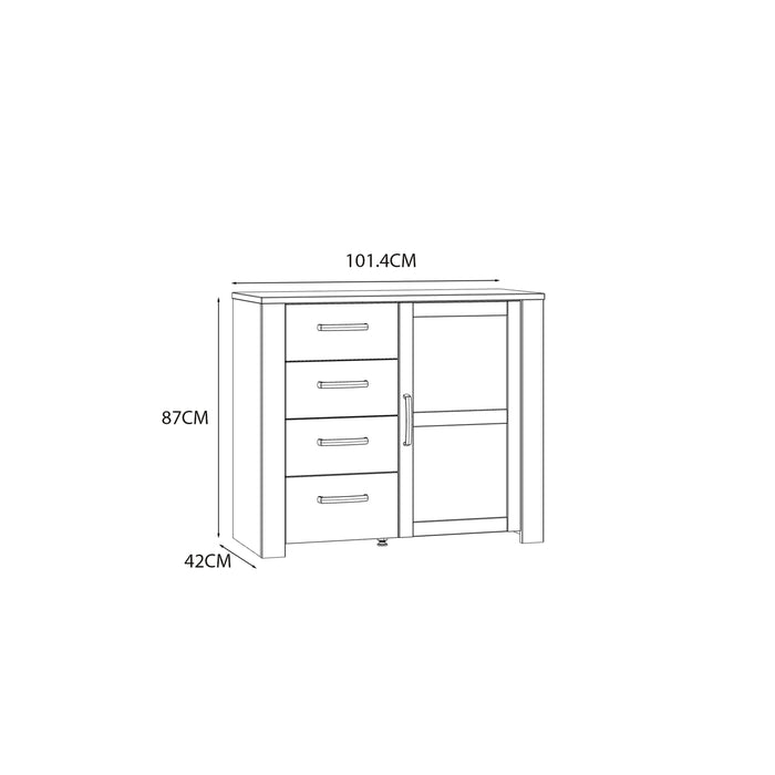 Bohol 1 Door 4 Drawer Chest in Riviera Oak/Navy
