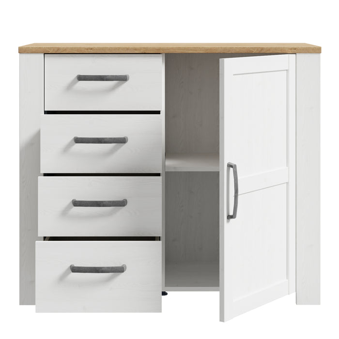 Bohol 1 Door 4 Drawer Chest in Riviera Oak/White