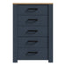 Bohol 5 Drawer Narrow Chest in Riviera Oak/Navy
