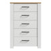 Bohol 5 Drawer Narrow Chest in Riviera Oak/White