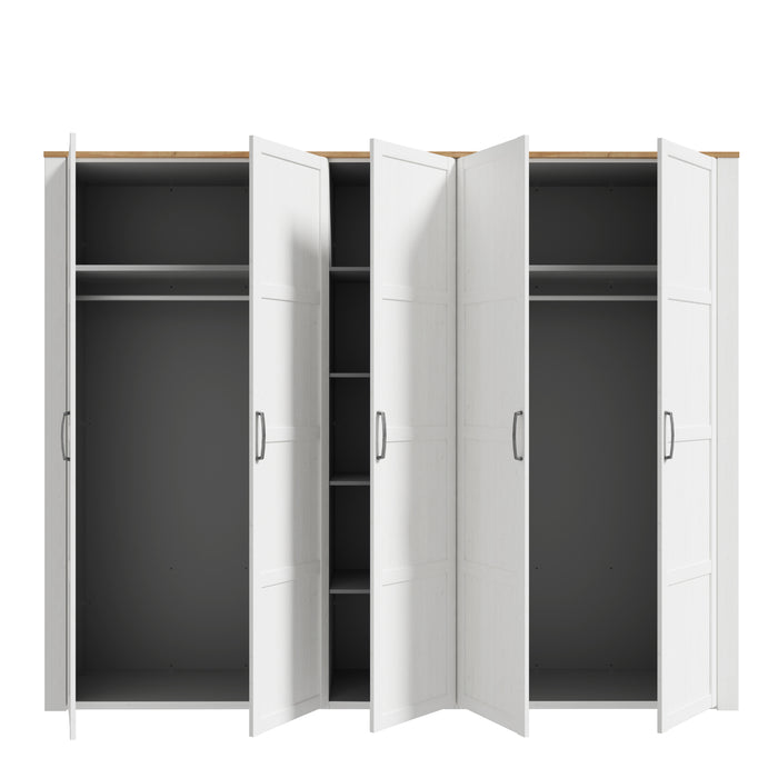 Bohol 5 Door Wardrobe in Riviera Oak/White