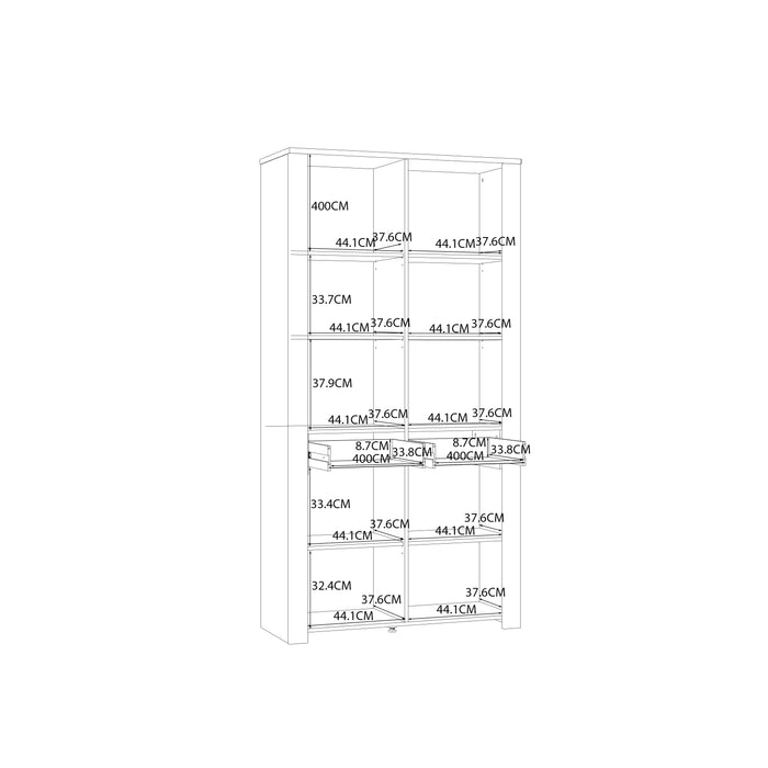 Bohol Display Cabinet 4 Door 2 Drawer in Oak/Navy inc LED Lighting