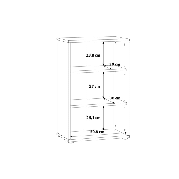 Essential Low Narrow 2 Shelf Bookcase in Vintage Oak
