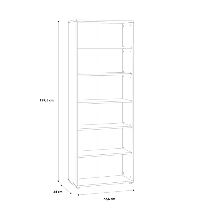 Essential Wide 5 Shelf Bookcase in Vintage Oak