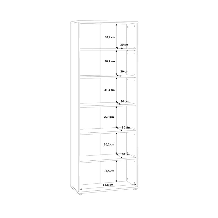 Essential Wide 5 Shelf Bookcase in Vintage Oak