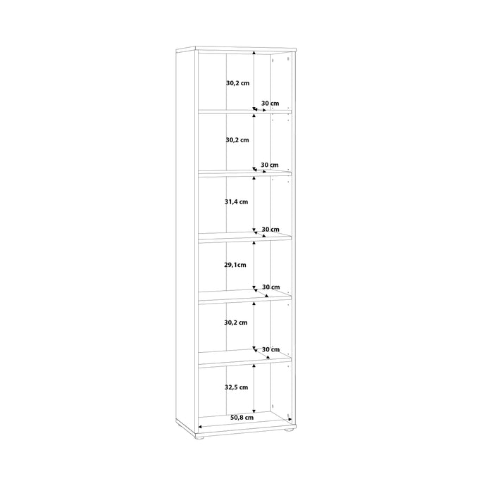 Essential Narrow 5 Shelf Bookcase in Vintage Oak