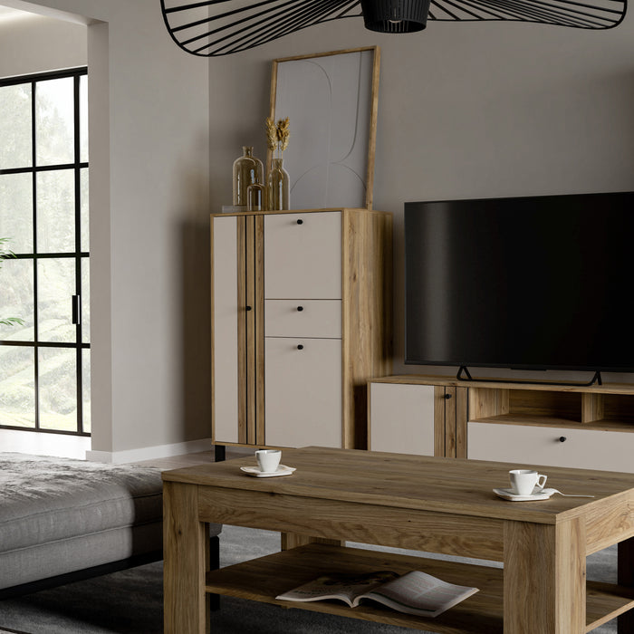 Grafton 3 Door 1 Drawer Cabinet In Cream and Oak