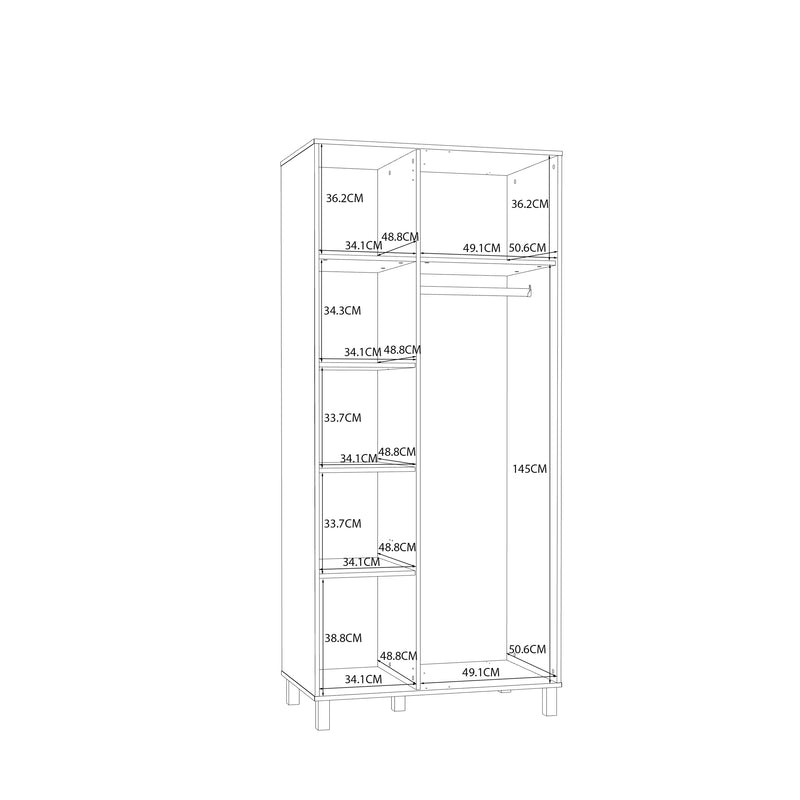 Grafton 2 Door Wardrobe In Cream and Oak