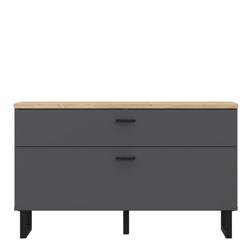 Klara TV Unit with 1 Drawer 1 Flip Door in Grey and Oak