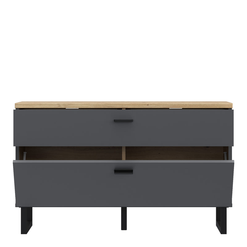 Klara TV Unit with 1 Drawer 1 Flip Door in Grey and Oak