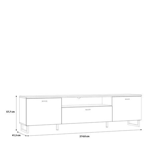Klara TV Unit with 2 Drawers 1 Flip Door in Grey and Oak inc LED Lighting
